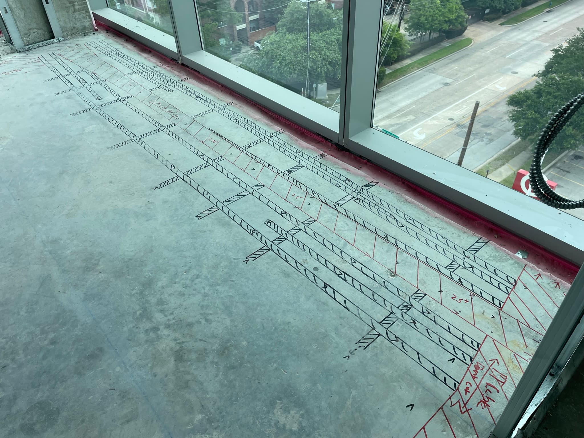 Ground penetrating radar in use during a concrete scanning project.